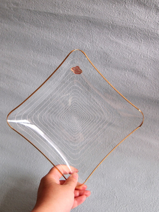 % 8折 % 德國 50-60 年代 ◍ HEYE GLASS 多用途金邊玻璃盤 (正方形大)