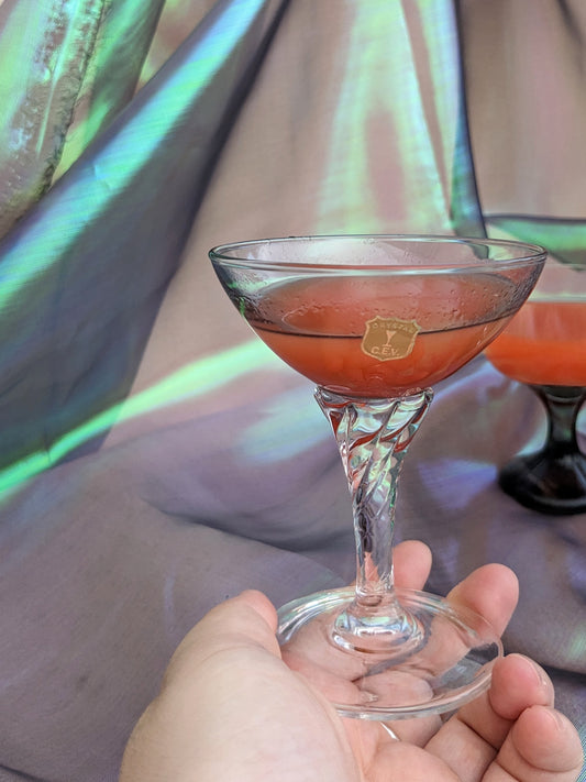 義大利 60 年代 ╱ 紫羅蘭調煙燻灰水晶利口酒杯