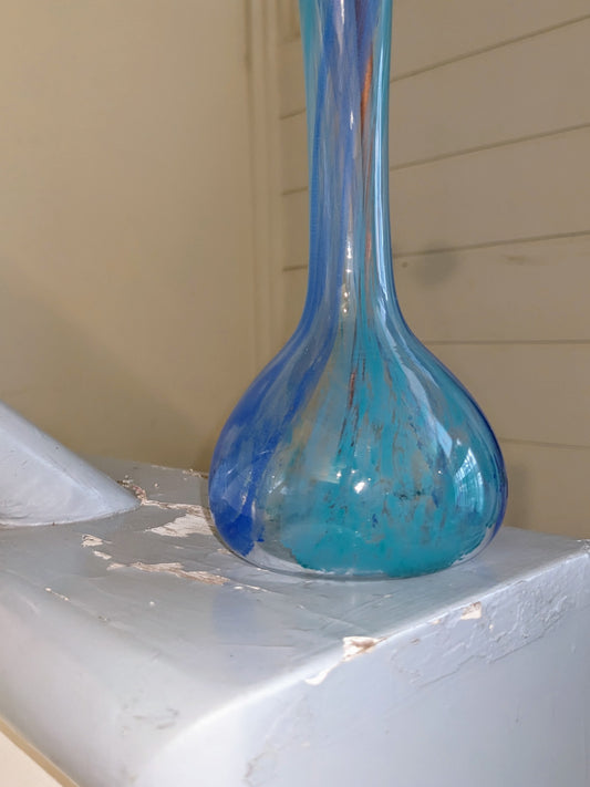 挪威 Lillehammer Glasshytte ╱ 90 年代海與湖水 藝術玻璃花瓶